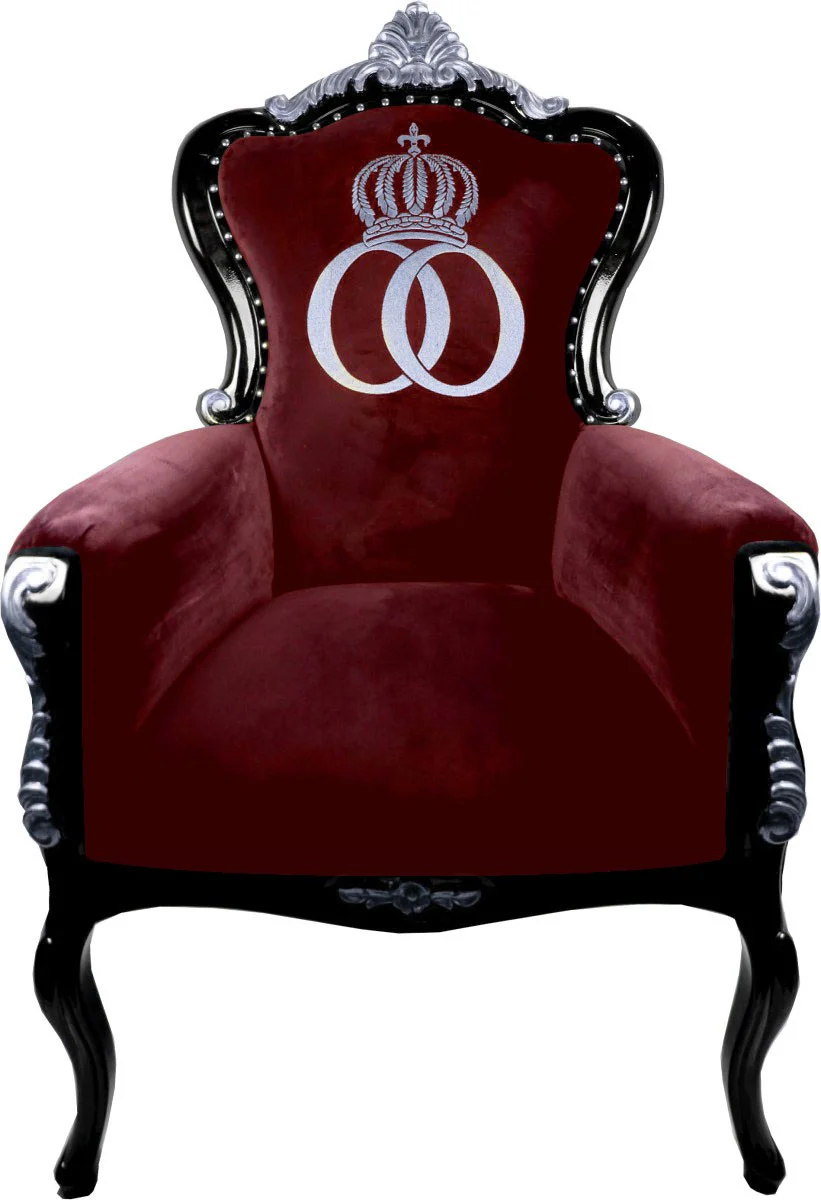 Pompöös by Luxury Baroque Armchair Bergere Wine Red / Black / Silver - Pompööser Baroque Armchair designed by Harald Glööckler