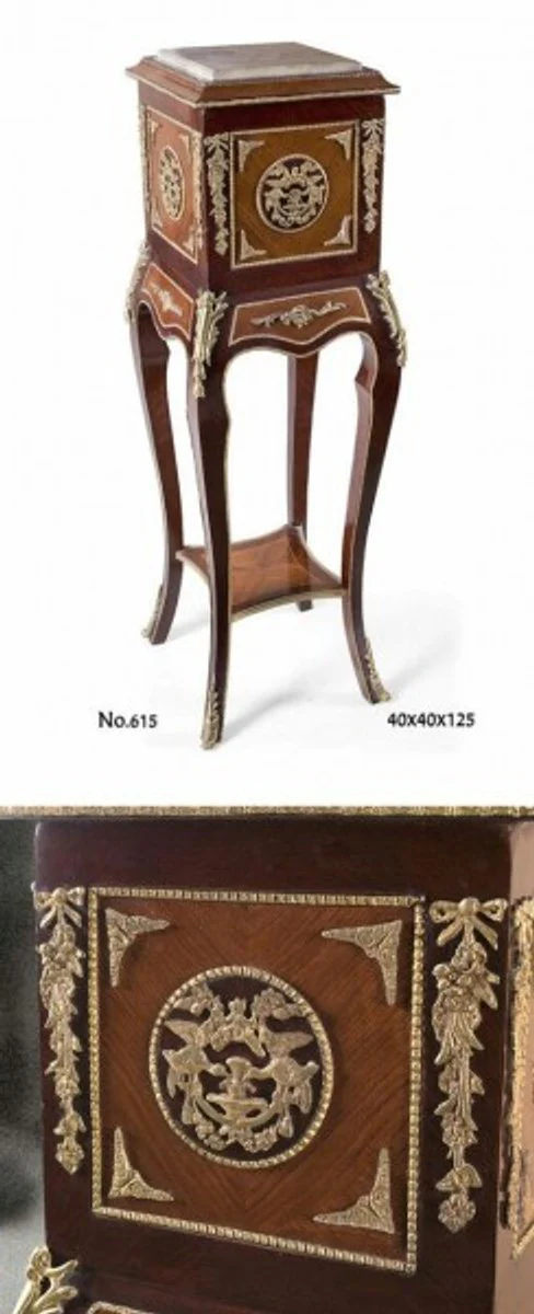 Baroque side table with marble top 40 x 40 x H. 125 cm - luxury side table