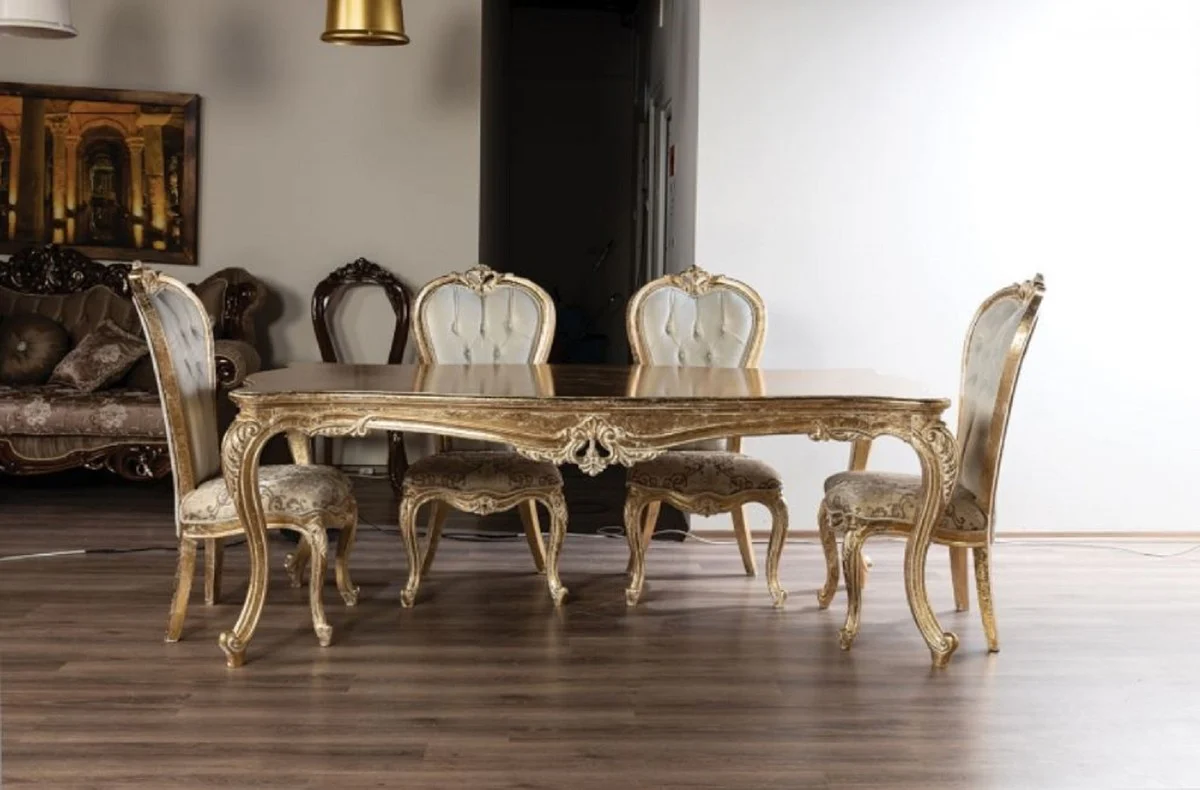 Luxury Baroque Dining Table Antique Gold - Handcrafted Solid Wood Dining Room Table in Baroque Style - Baroque Dining Room Furniture - Noble & Magnificent