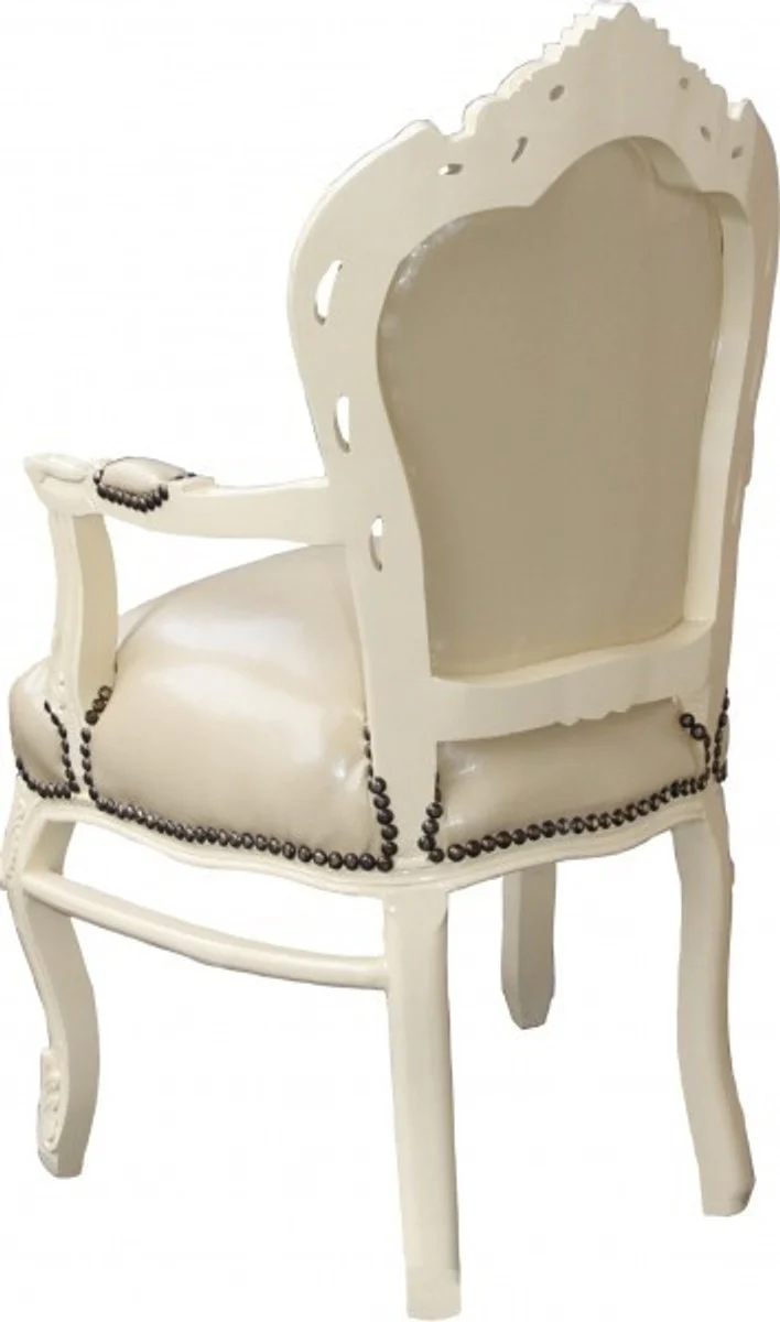 Baroque dining chair with armrests cream / cream