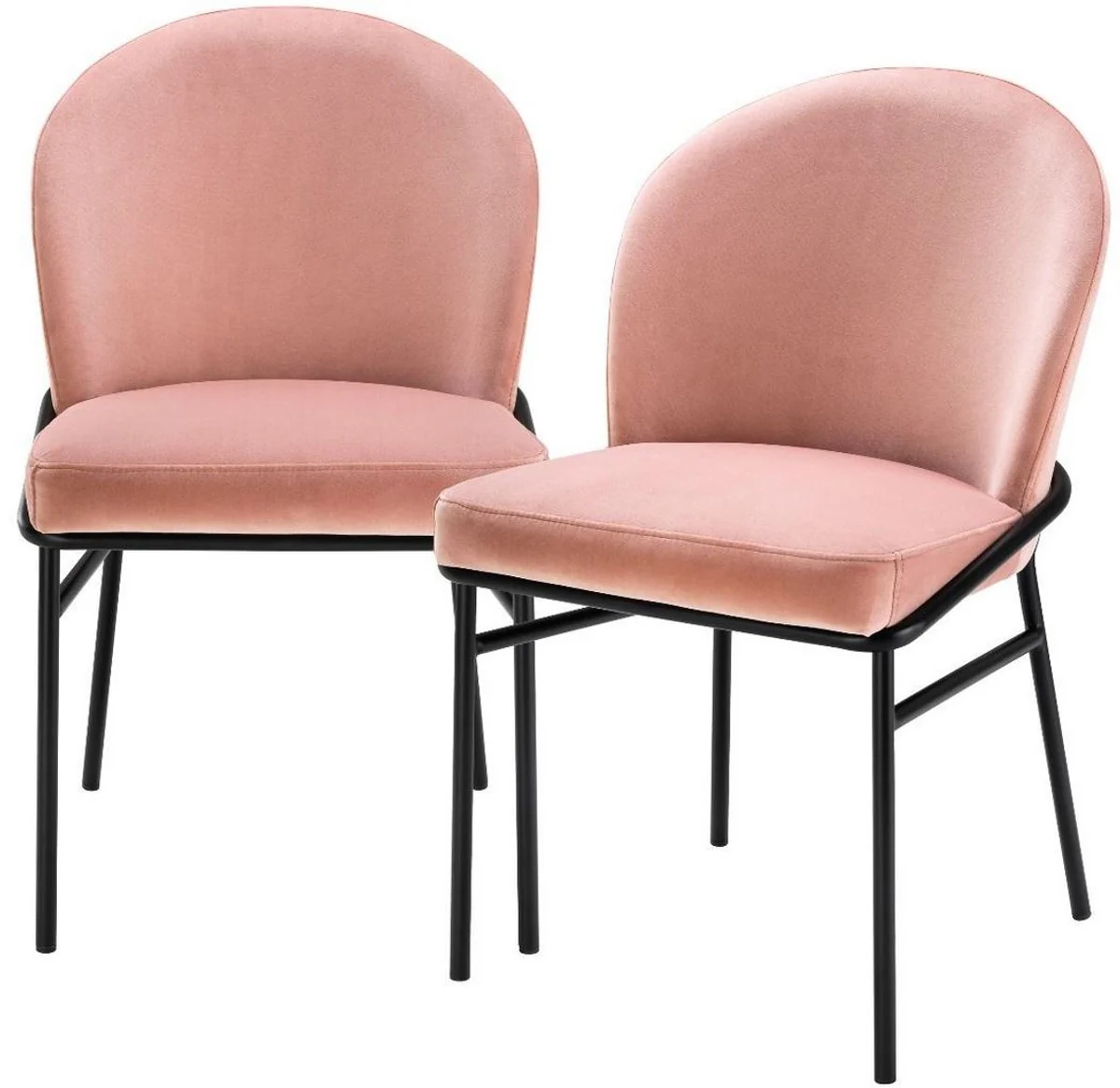 Luxury dining room chairs pink / black 49 x 56 x H. 82 cm - kitchen chairs with elegant velvet fabric - dining room set
