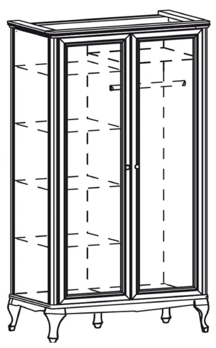 Luxury Art Nouveau bedroom wardrobe dark brown 114.5 x 60 x H. 206 cm - solid wood wardrobe with 2 doors - Baroque & Art Nouveau bedroom furniture
