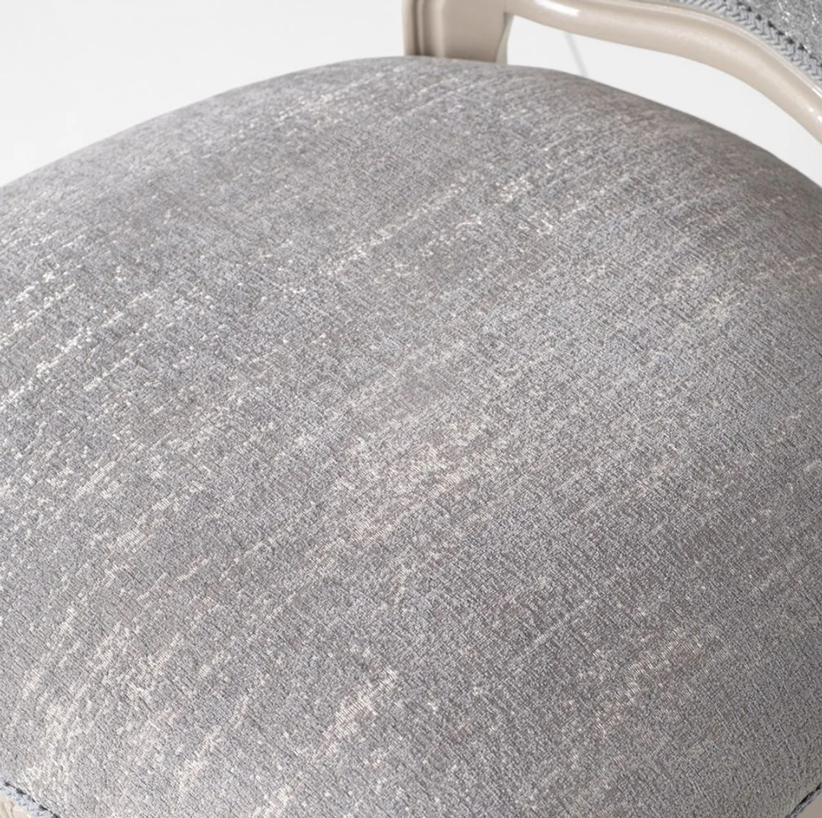 Luxury Baroque Dining Room Chair Gray / High Gloss Beige 49.5 x 57 x H. 102.5 cm - Baroque Style Kitchen Chair - Magnificent Luxury Dining Room Furniture in Baroque Style - Baroque Furniture