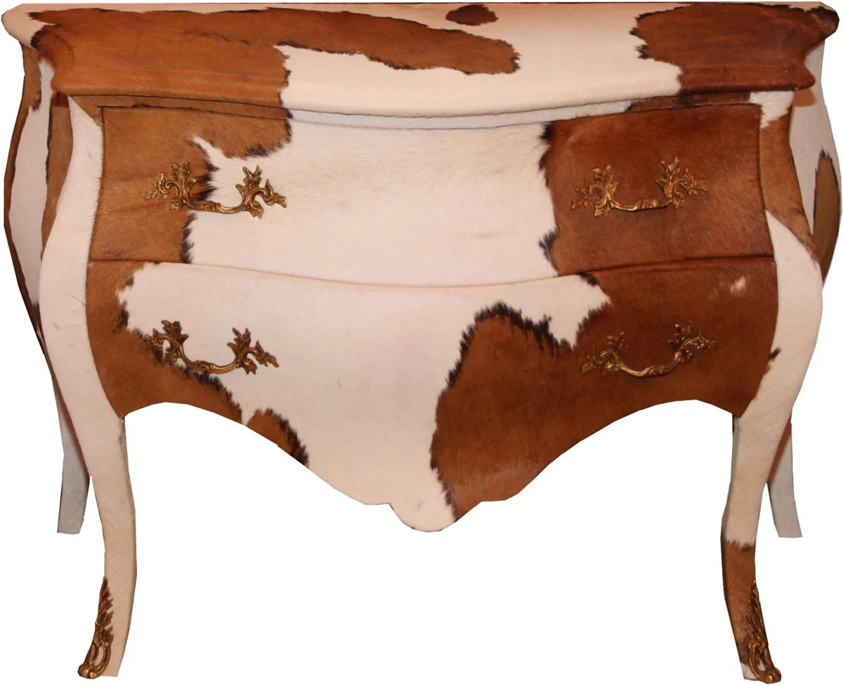 Baroque chest of drawers cowhide brown/white - unique