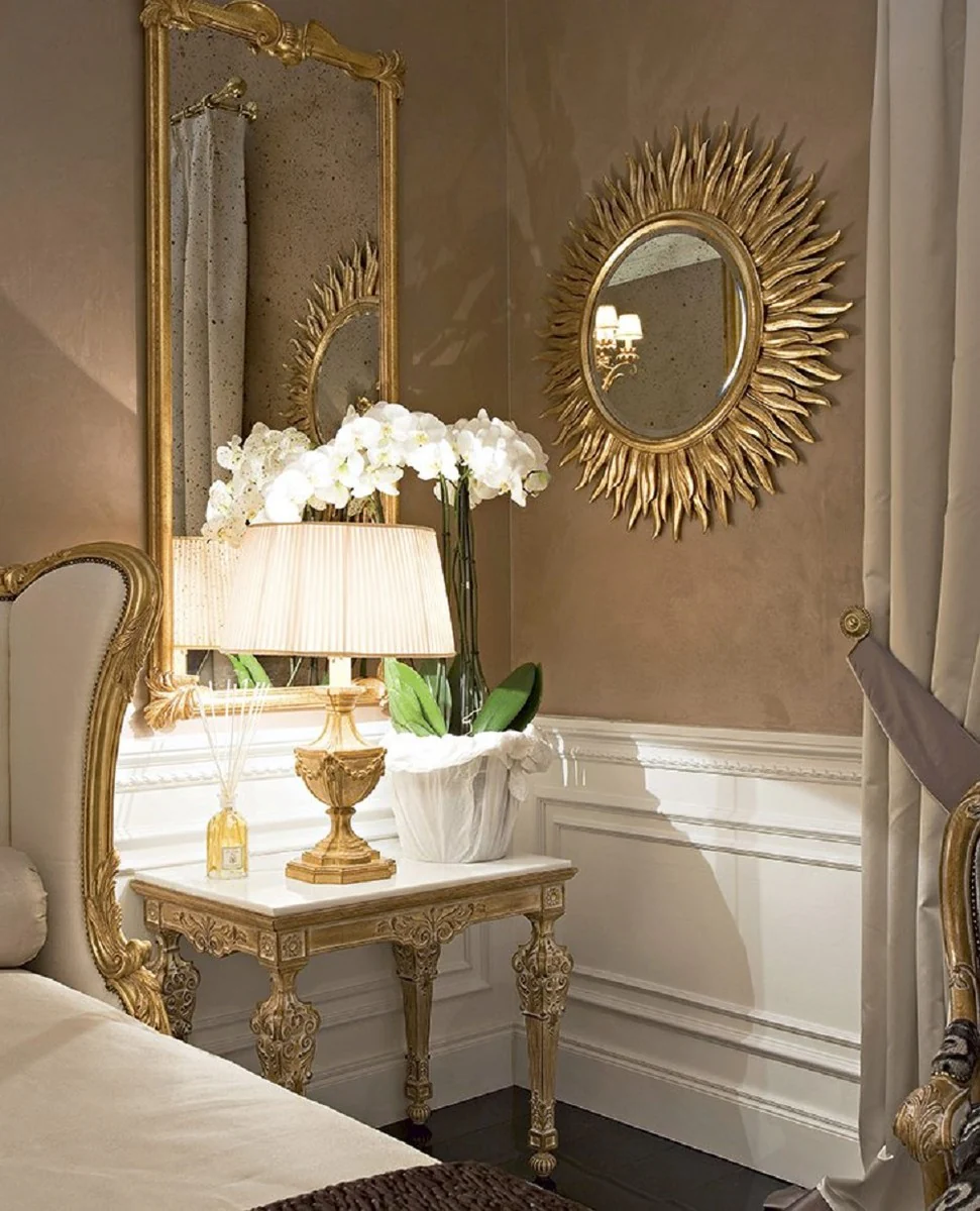 Luxury Baroque side table antique beige / white - Made in Italy