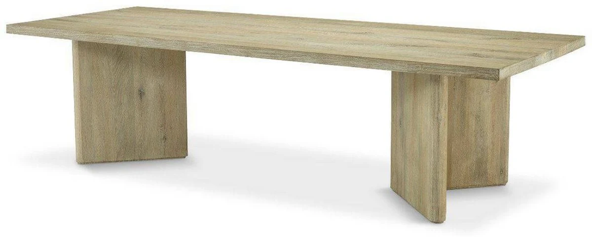 Luxury solid wood dining table natural colors 280 x 110.5 x H. 76 cm - Rectangular oak wood kitchen table - Luxury solid wood dining room furniture