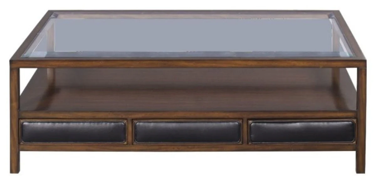 Luxury coffee table brown / black 120 x 80 x H. 41 cm - mahogany living room table with 3 drawers