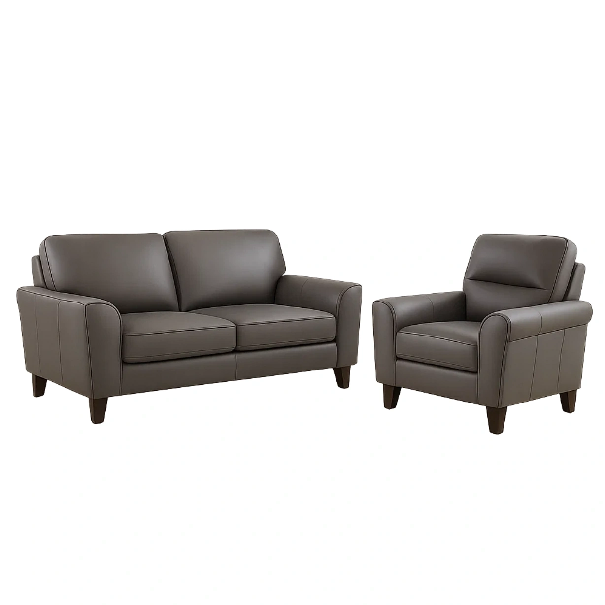 Sofagarnitur, 2-Sitzer und 1-Sitzer, Holzrahmen, hochdichte Schaumstoffpolsterung, Bezug aus Kunstleder, dunkelgrau, für Wohnzimmer oder Büro, 2-Sitzer-Sofa 160 x 85 x 85 cm, 1-Sitzer-Sofa 90 x 85 x 85 cm - 00rFb7f3947v