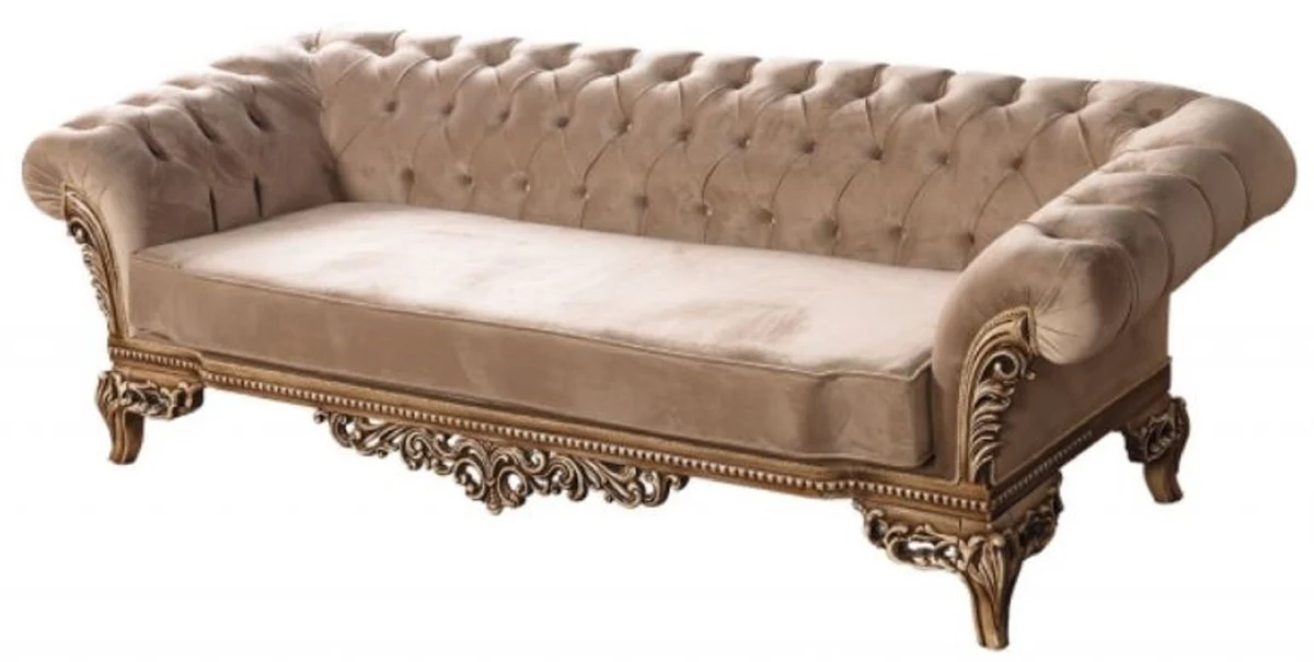 Luxury Baroque Chesterfield Sofa Brown - Magnificent Living Room Sofa in Baroque Style - Baroque Living Room Furniture - Noble & Magnificent