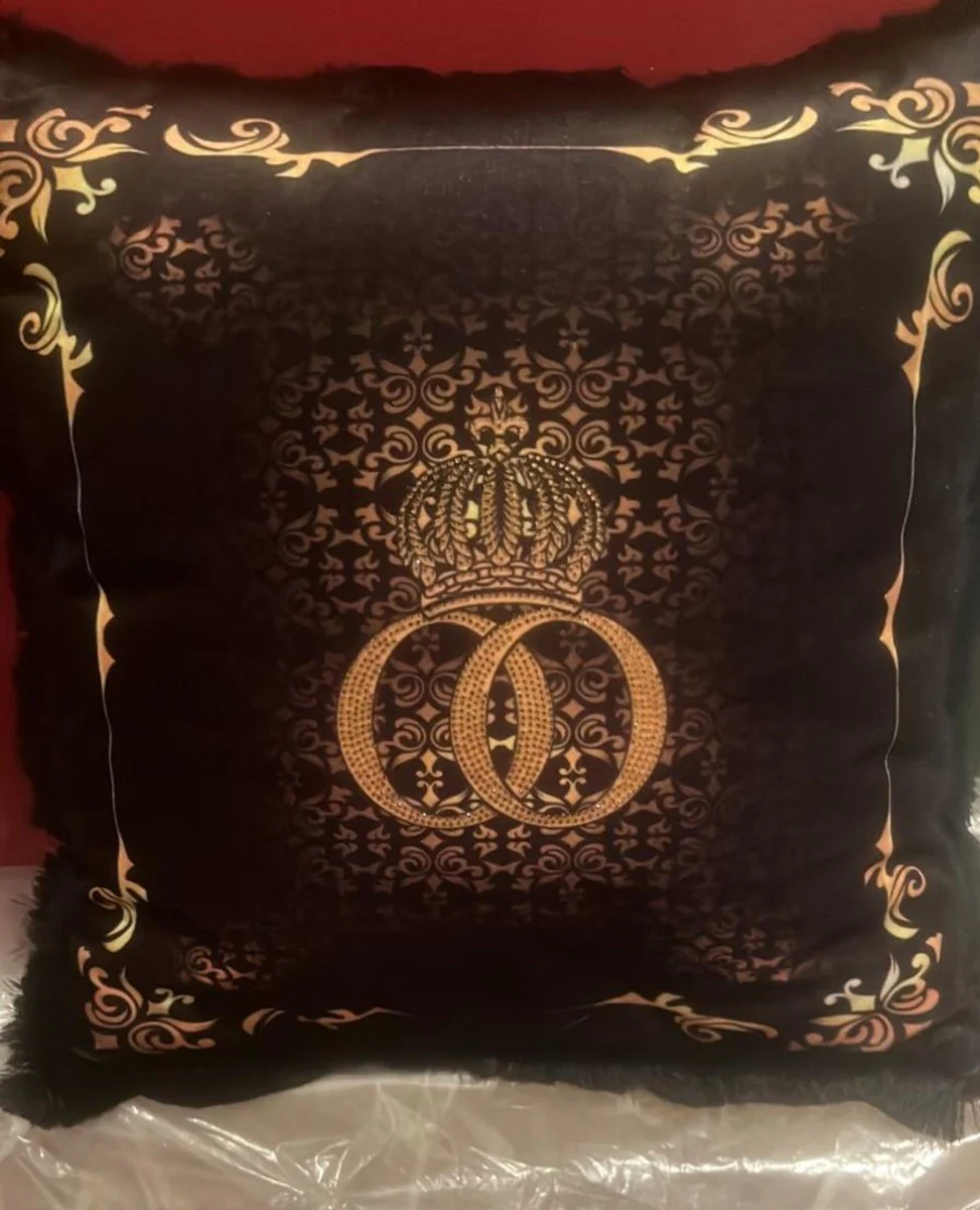 Harald Glööckler Deko Luxus Kissen Pompöös by Krone Schwarz / Gold 50 cm