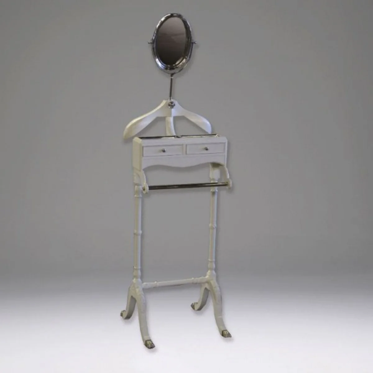 Designer Luxury Coat Rack Paris White with Mirror - Dressboy - Clothes Rack Suit Rack - Baroque Empire Art Deco Art Nouveau Biedermeier