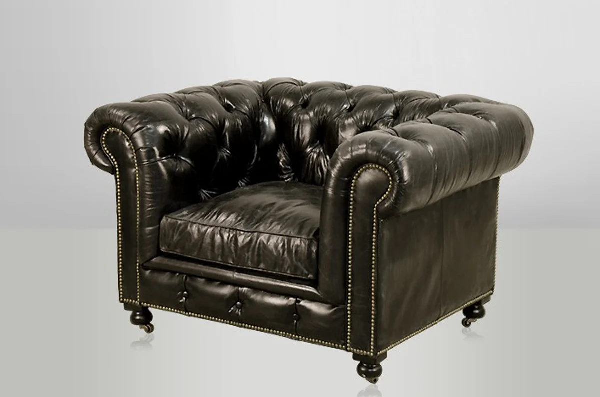 Chesterfield Luxury Real Leather Armchair Vintage Leather by Ebony - Club Armchair