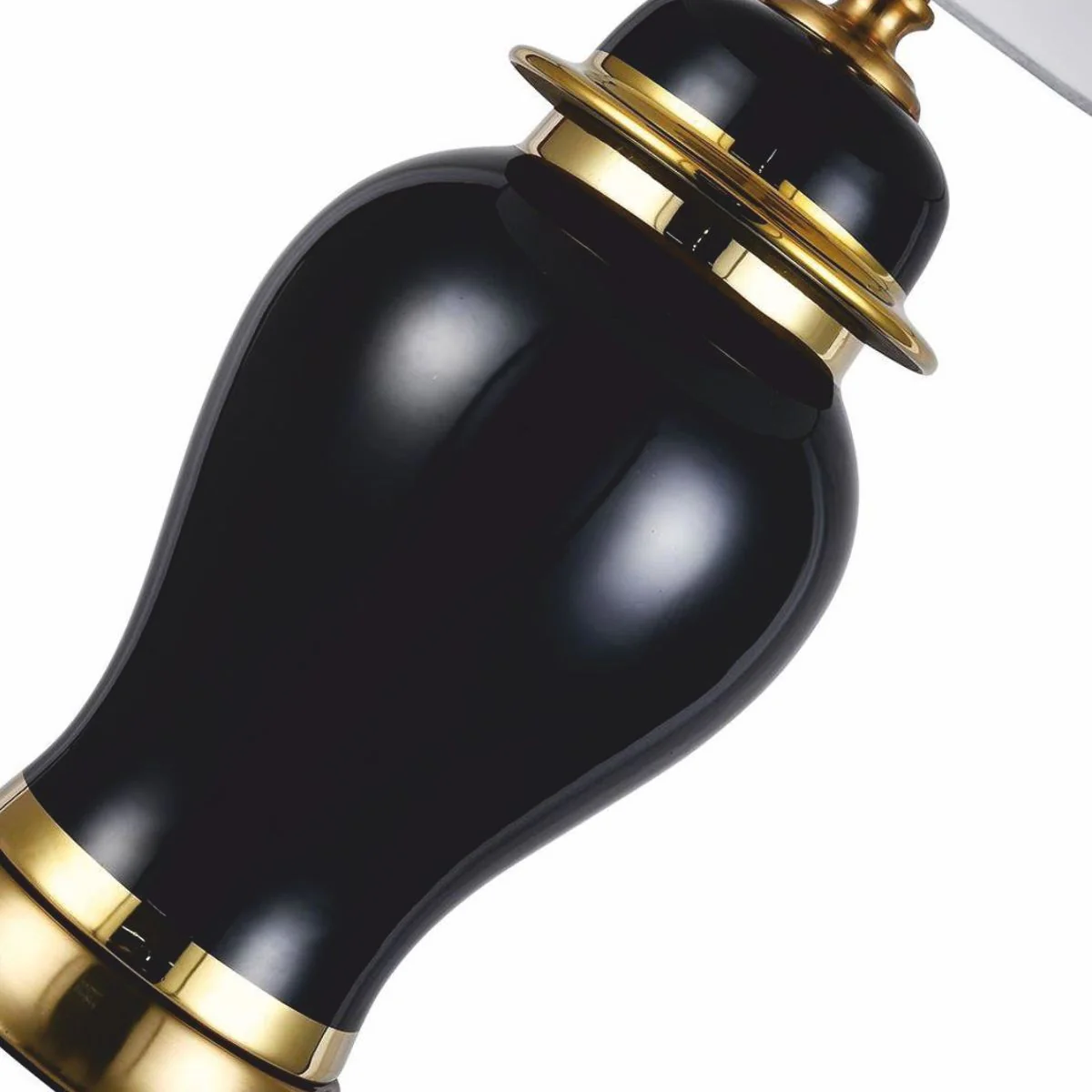 Luxury ceramic table lamp black / gold / white Ø 40 x H. 72 cm