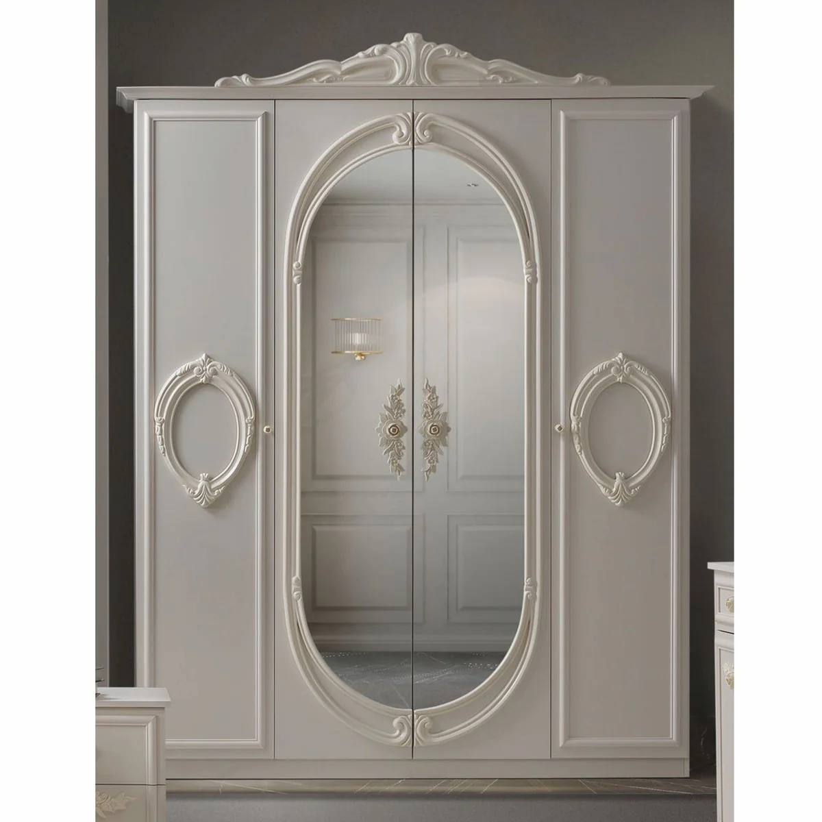 Luxus Barock Schlafzimmer Schrank Creme 178,6 cm - Barock Schlafzimmer Möbel