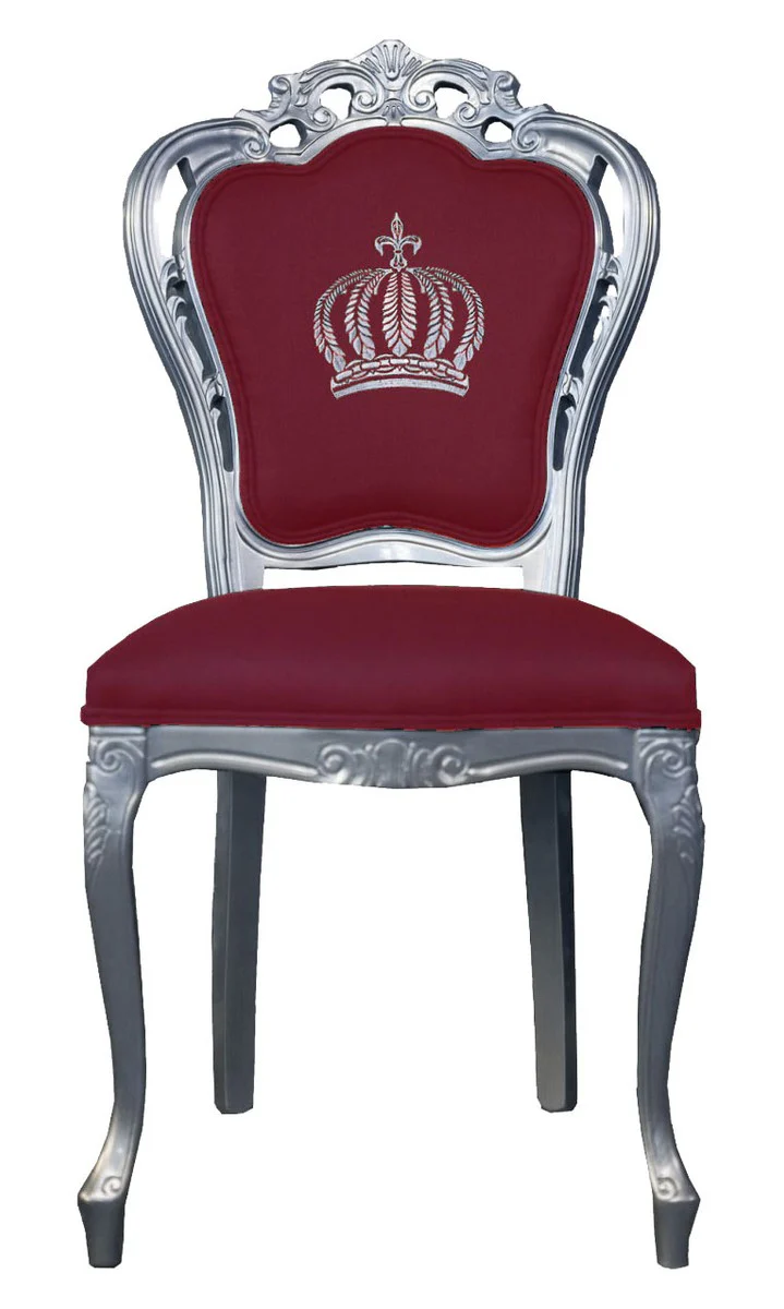 Pompöös by Luxury Baroque Dining Room Chair Wine Red / Silver - Pompöös Baroque Chair designed by Harald Glööckler