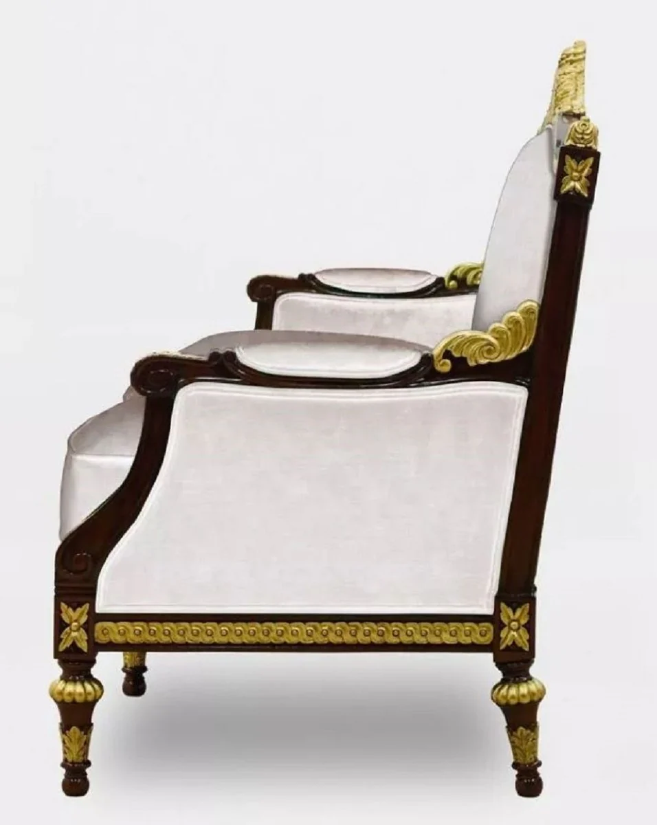 Luxury Baroque Living Room 3 Seater Sofa Gray / Dark Brown / Gold - Handmade Baroque Style Sofa - Luxury Living Room Furniture in Baroque Style - Baroque Furniture - Noble & Magnificent