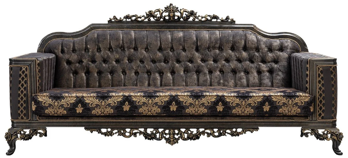 Luxury baroque sofa purple / gray / gold - baroque style living room sofa with elegant pattern - luxury living room furniture in baroque style - baroque furniture - baroque furnishings