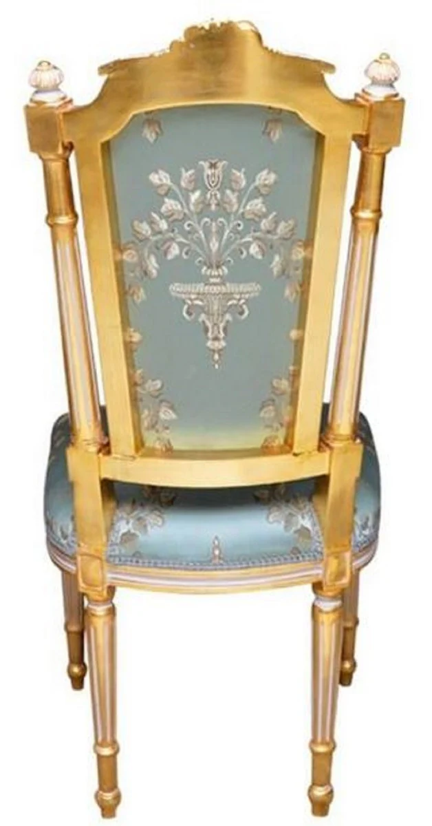 Baroque dining room chair turquoise / white / gold - handmade antique style chair - dining room furniture in baroque style
