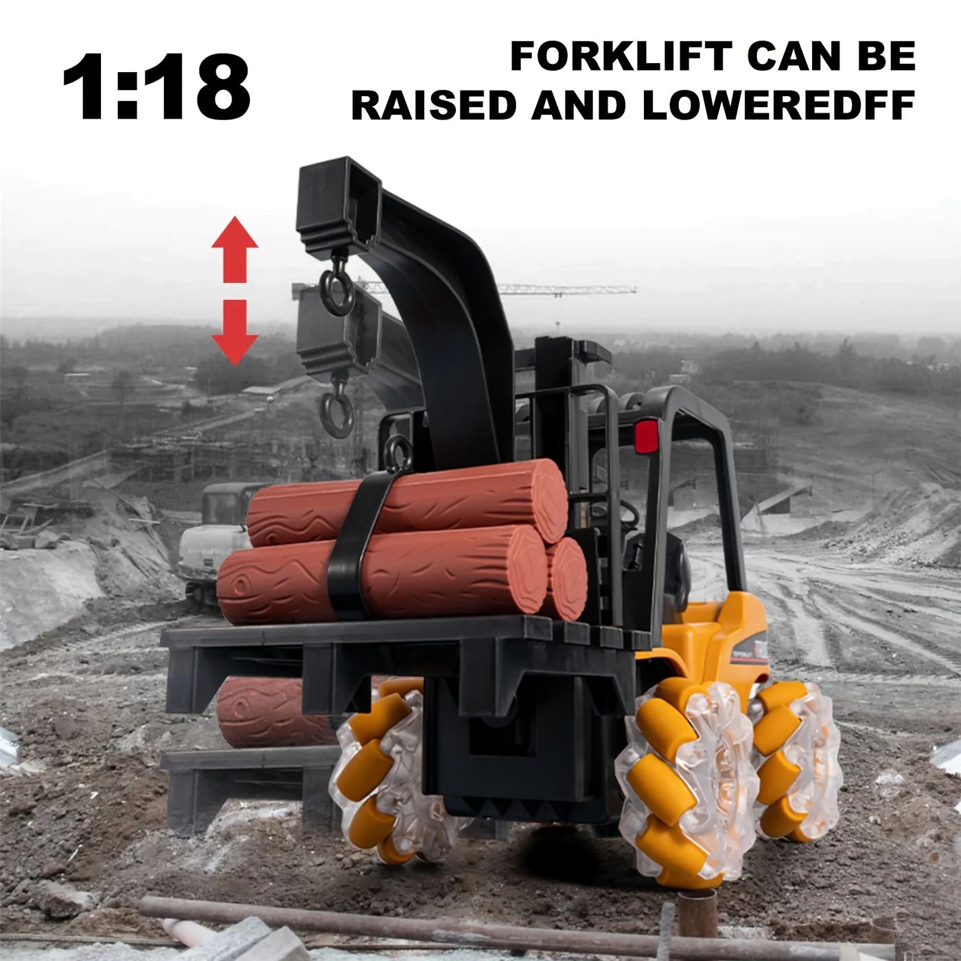Ferngesteuerter Gabelstapler: Frontlader-Konstruktion im Maßstab 1:18 mit 4WD-RC-Drift-Car, 360°-Drehung und Programmierfunktion – perfektes Geschenk für Kinder!
