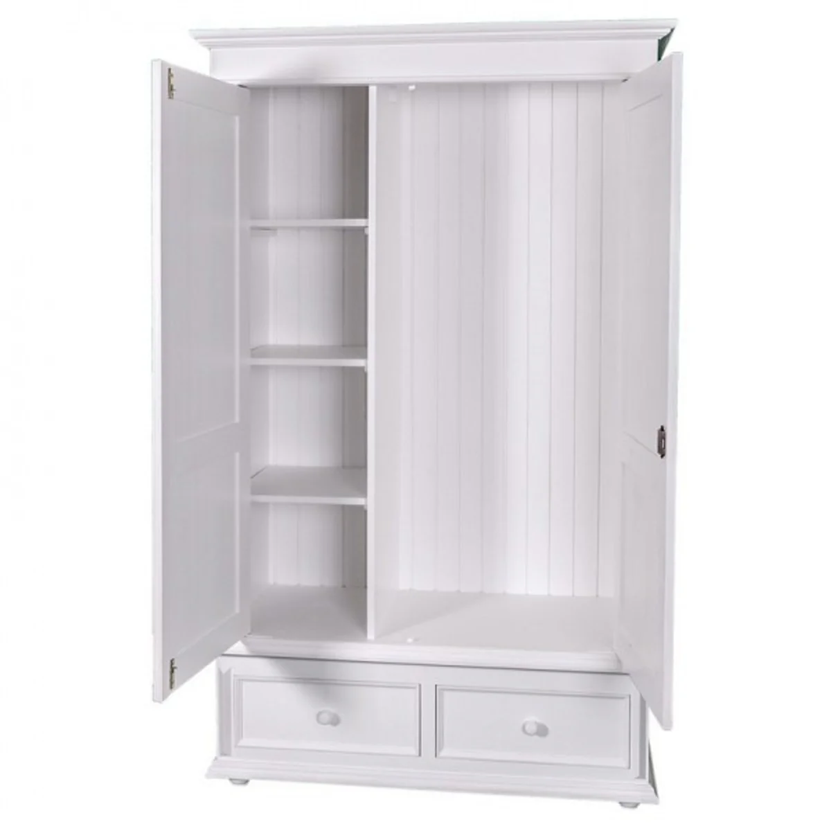 Country house style wardrobe white - clothes cupboard shabby H 206 cm W 127 cm D 61 cm