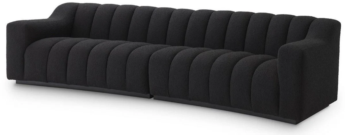 Luxury sofa black 300 x 100 x H. 78.5 cm - slightly curved living room sofa - hotel sofa - luxury quality