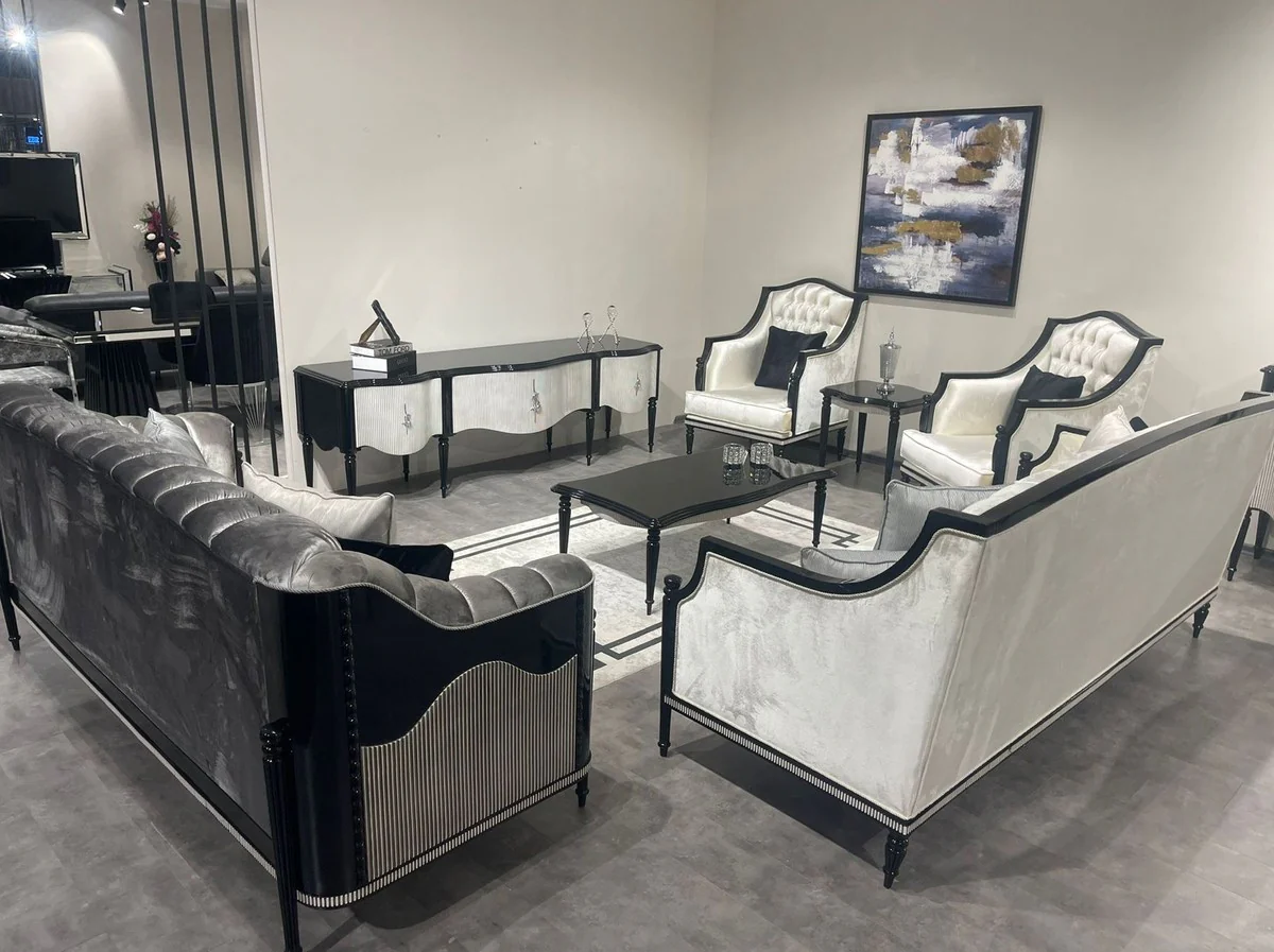 Luxury Baroque Living Room Sofa Gold / Black / Gray - Handmade Baroque Style Sofa - Luxury Living Room Furniture in Baroque Style - Baroque Furniture - Noble & Magnificent