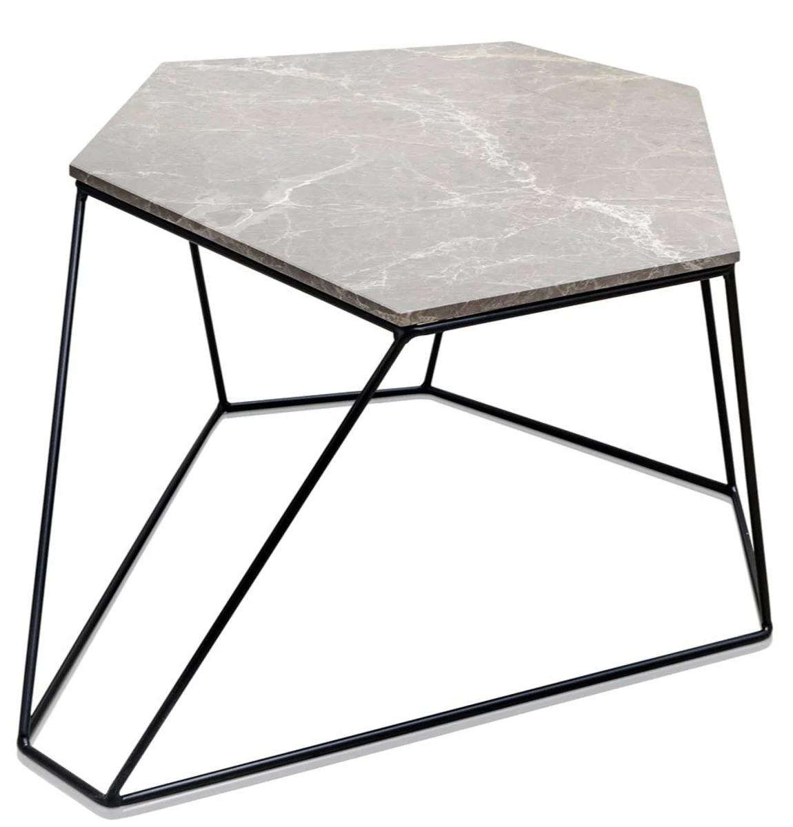 Designer coffee table gray / black 75 x 58 x H. 35 cm - luxury living room table with marble top