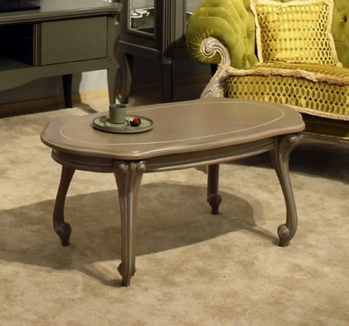 Luxury Baroque Coffee Table Gray - Handcrafted Solid Wood Living Room Table in Baroque Style - Luxury Living Room Furniture in Baroque Style - Baroque Furniture - Noble & Magnificent