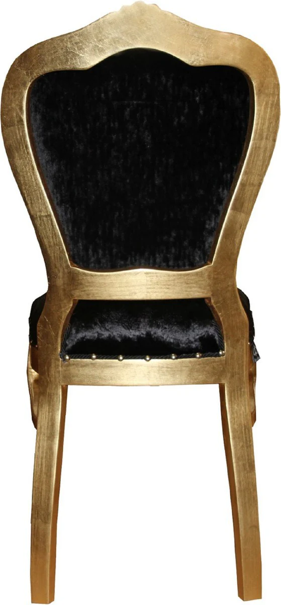 Luxury Baroque dining room set black / gold 45 x 46 x H. 99 cm - 4 handmade dining chairs - Baroque dining room furniture