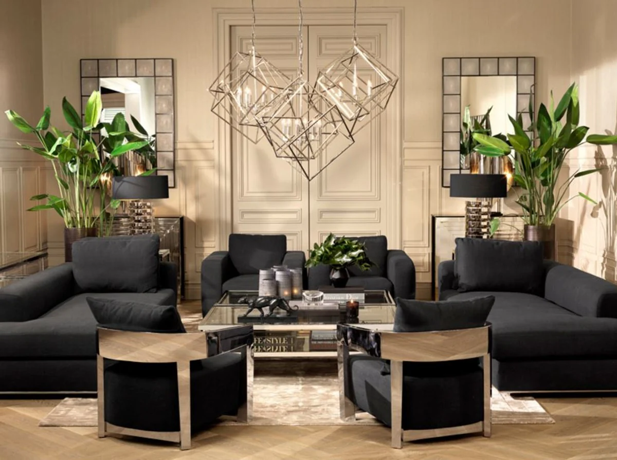 Designer sofa black right side 231 x 101 x H. 85 cm - luxury living room furniture