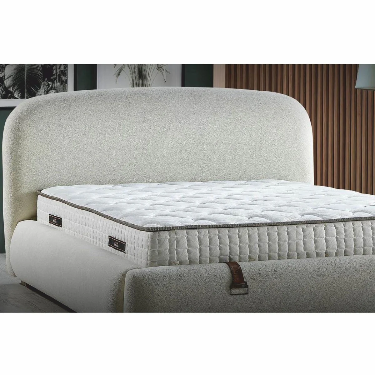 Luxury double bed with mattress cream / brown - various sizes