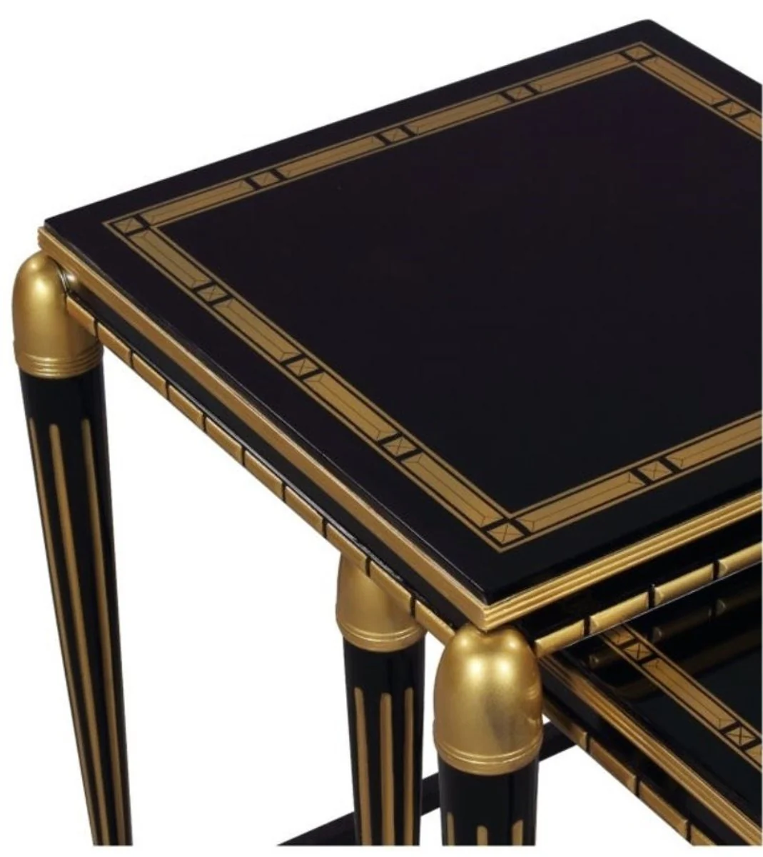 Luxury living room side table set black / gold 45 x 45 x H. 54 cm - Luxury Furniture