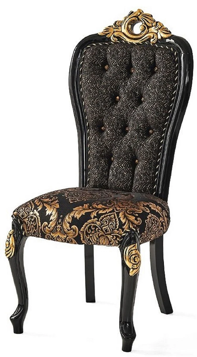Luxury Baroque Dining Room Chair Set Black / Gold - Kitchen Chairs Set of 6 - Baroque Dining Room Furniture - Noble & Magnificent