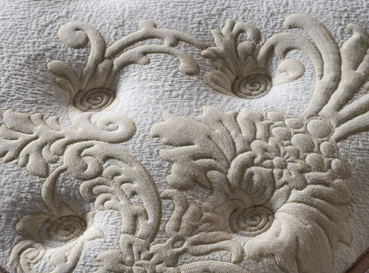 Luxury double bed cream / white / brown 180 x 200 cm - solid wood bed with headboard and mattress - bedroom furniture - hotel furniture - luxury furniture - luxury furnishings