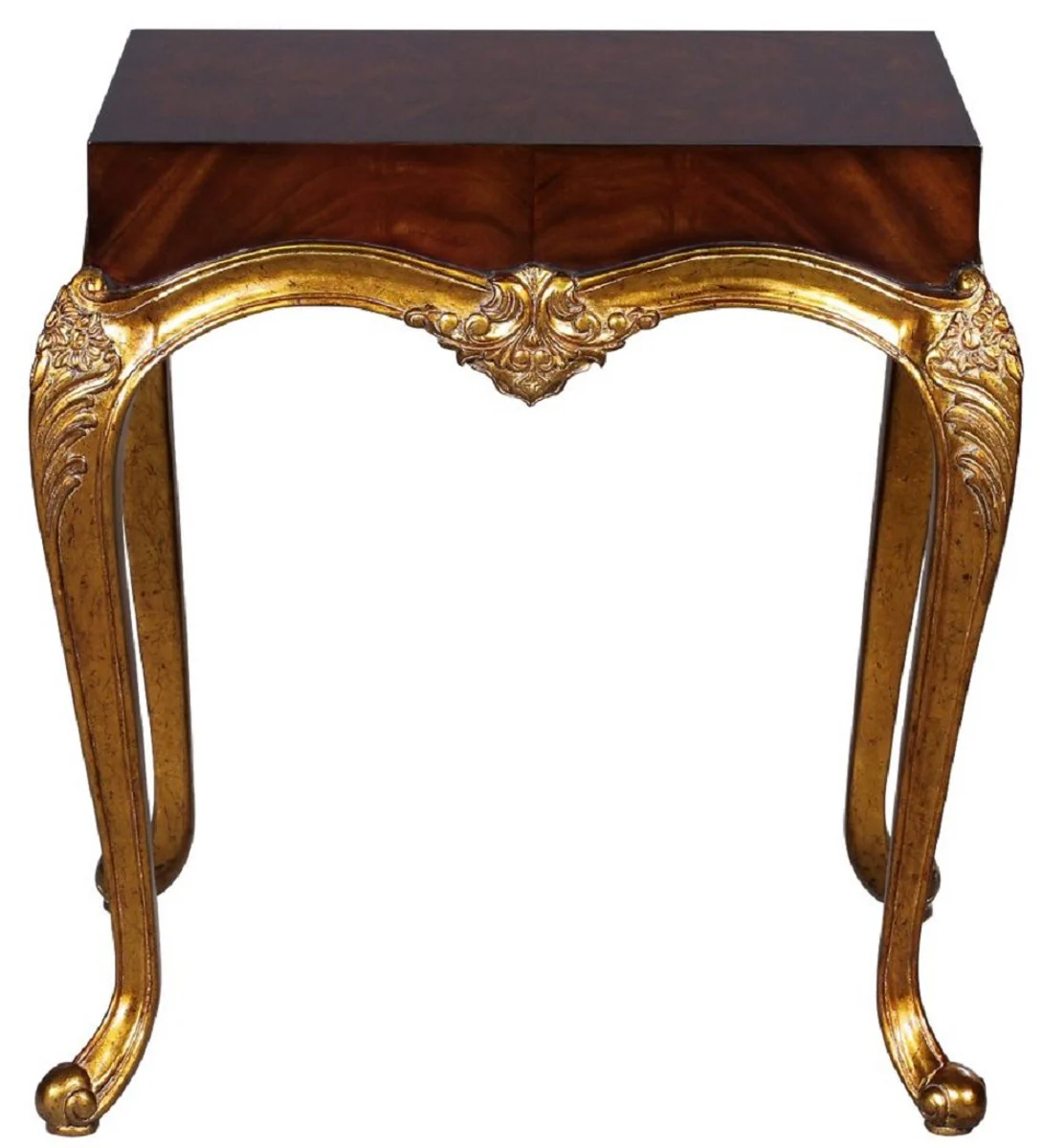 Luxury baroque side table dark brown / antique gold - magnificent solid wood table in baroque style - baroque living room furniture