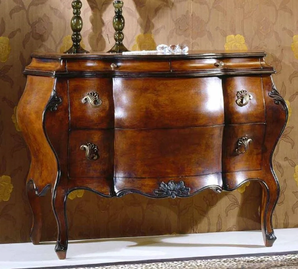 Luxury Baroque chest of drawers brown / black - Handmade solid wood chest of drawers with 4 drawers - Luxury bedroom furniture in Baroque style - Baroque furniture - Luxury quality - Made in Italy