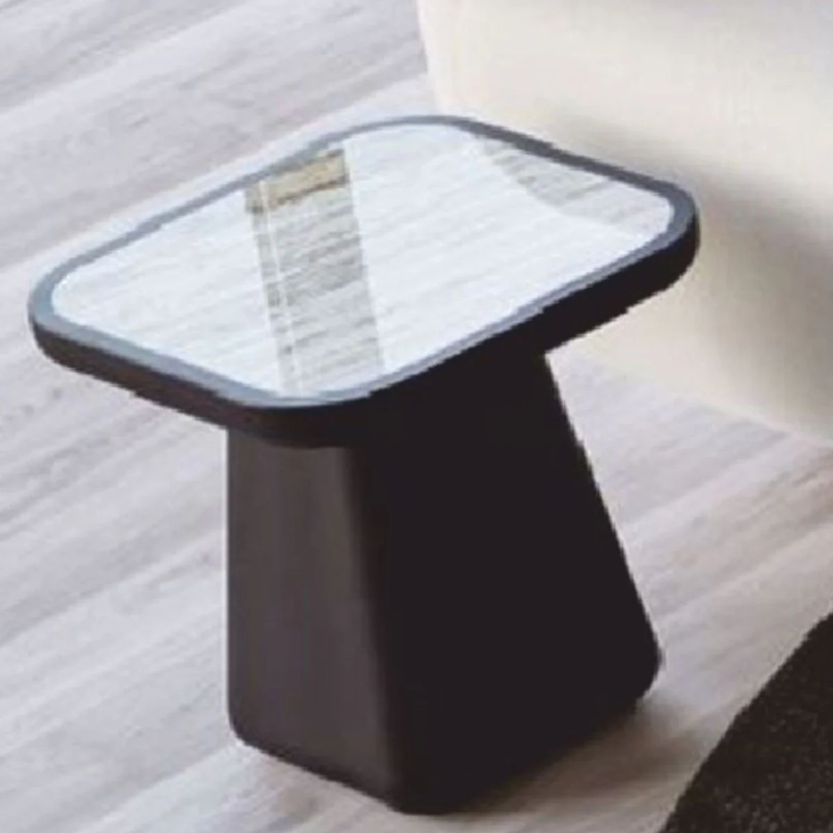 Luxury side table with marble top dark brown / white-brown H. 46 cm