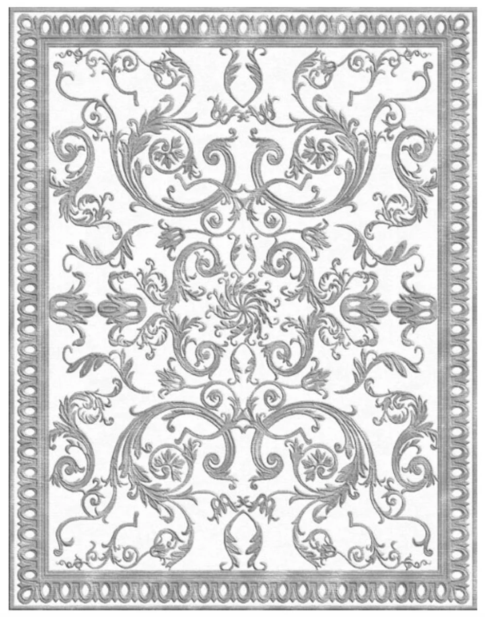 Luxury Baroque Living Room Rug White / Gray - Various Sizes