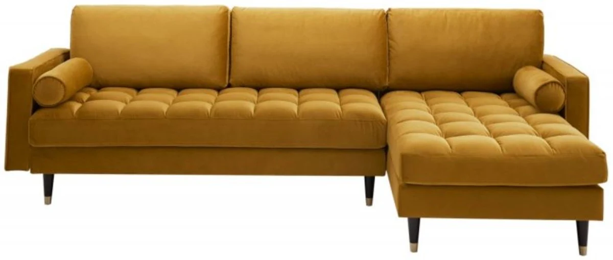 Velvet corner sofa 260 x 155 x H. 85 cm - Various colors - Living room sofa with cushions - Living room furniture