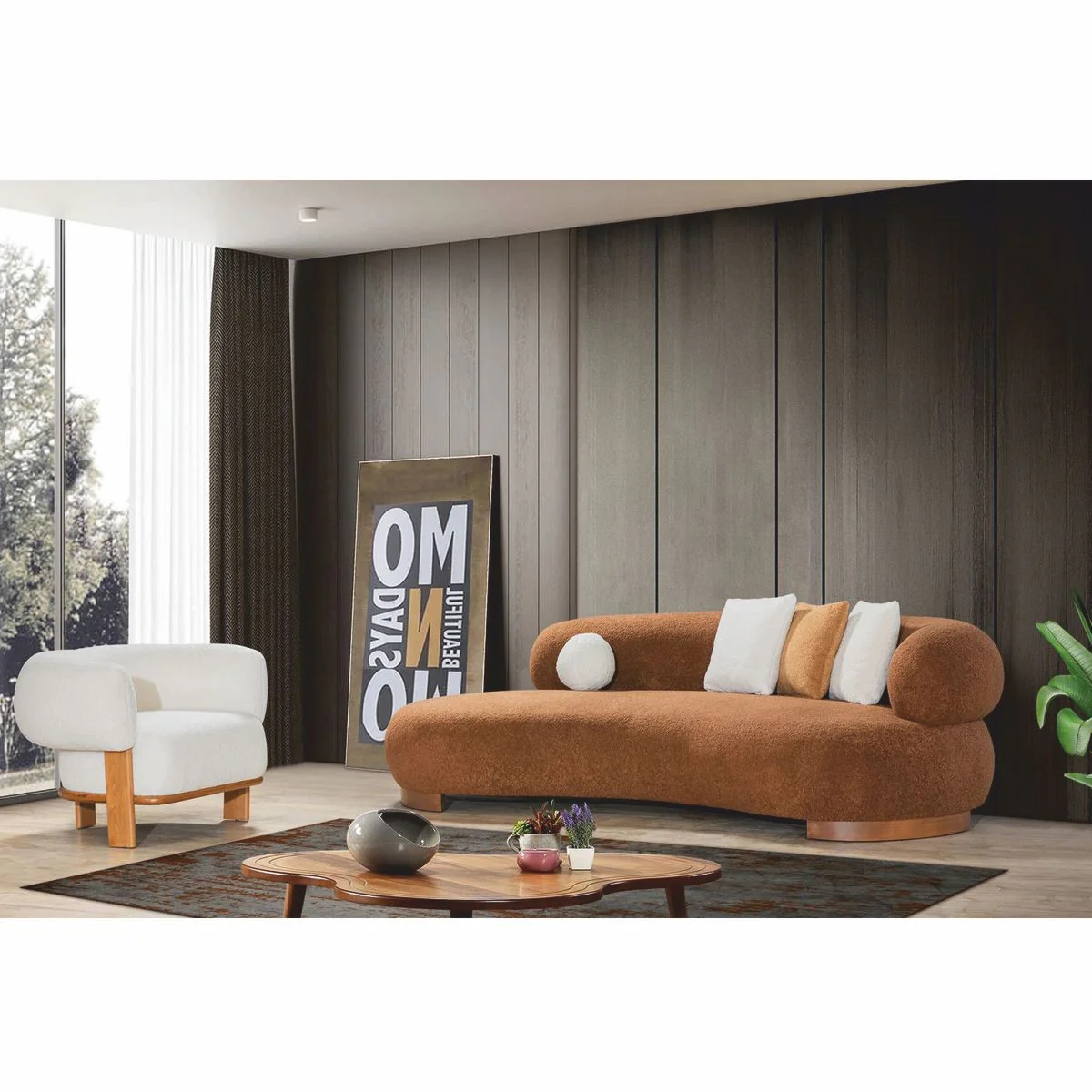 Luxury Sofa Brown 255 cm - Living Room & Hotel Furniture