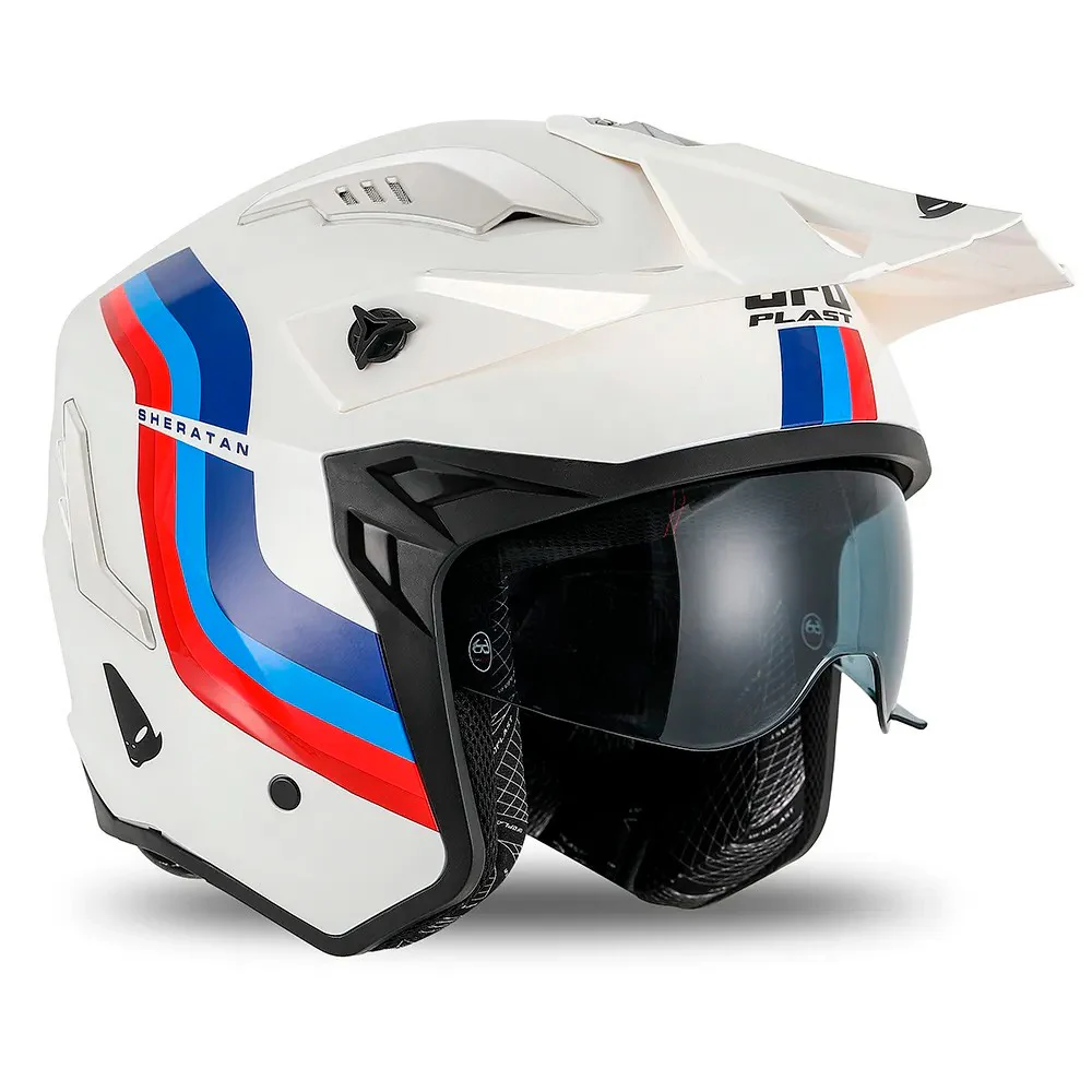 SHERATAN CROSS UFO JET HELMET WHITE / BLUE / RED