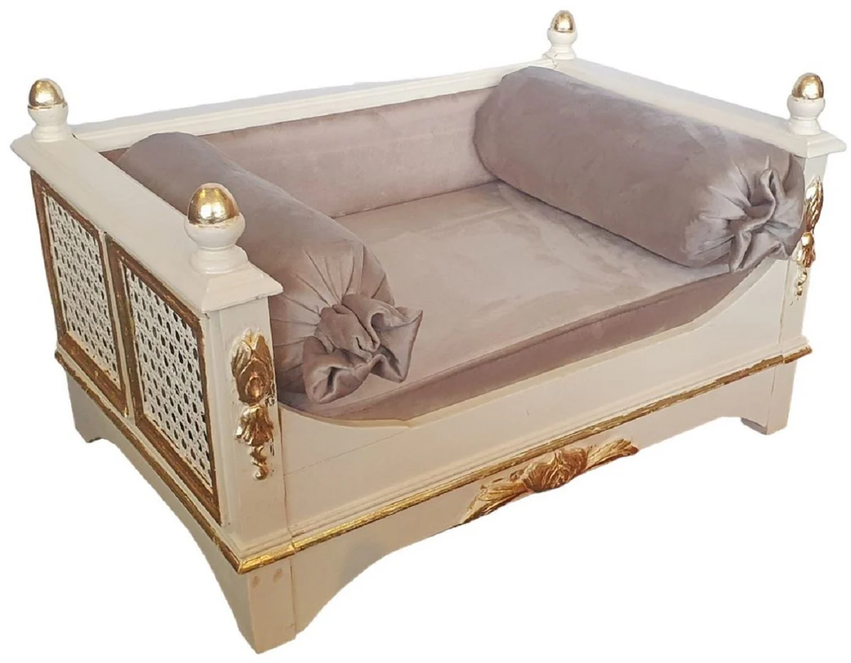 Baroque dog bed gray / cream / gold - magnificent antique style dog bed - handmade dog furniture in baroque style - antique style animal furniture - baroque animal furniture