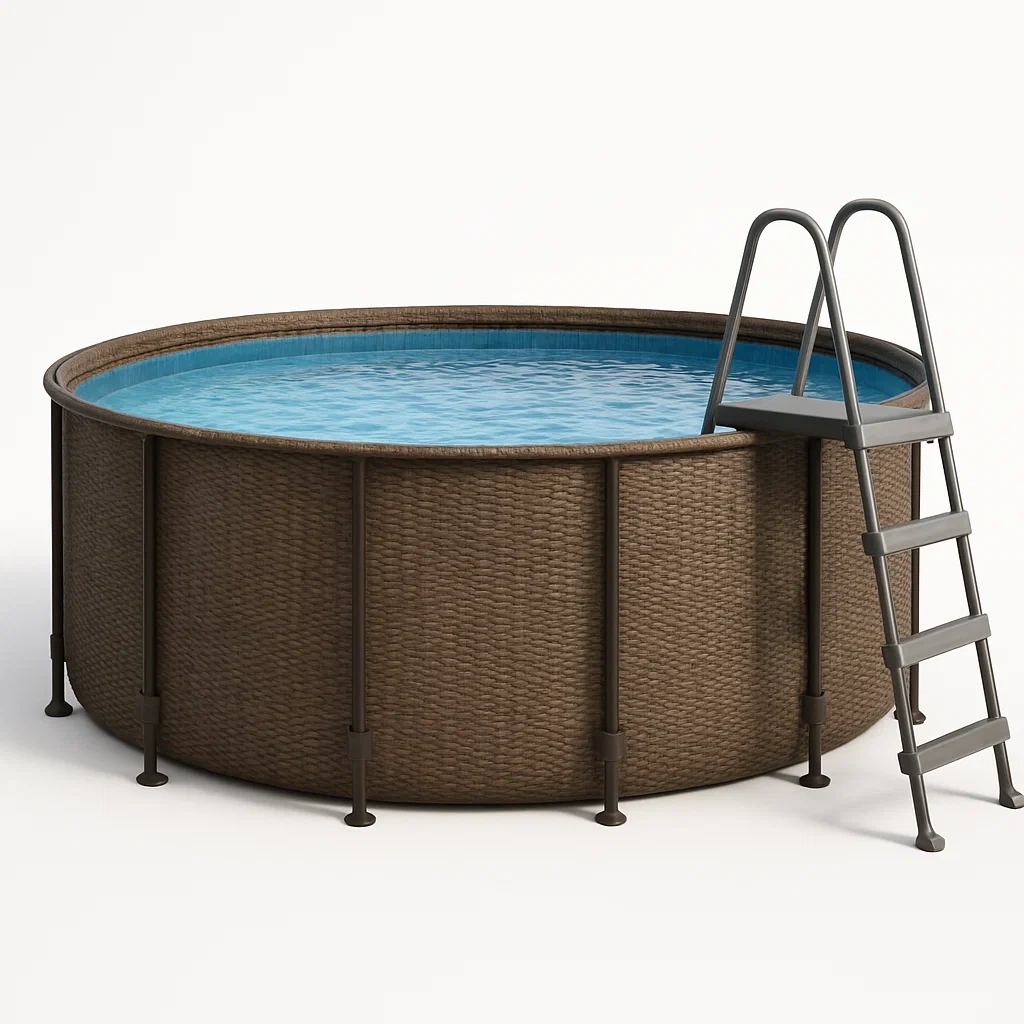 Runder, röhrenförmiger Swimmingpool 298x96 cm, braun/schwarz, mit Filter und Leiter cMLlJpX243MW