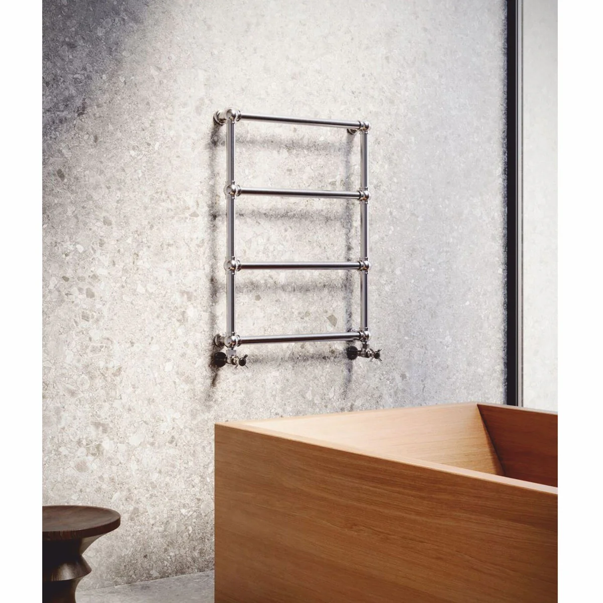 Luxury brass towel warmer silver H. 79.7 cm - Made in Italy