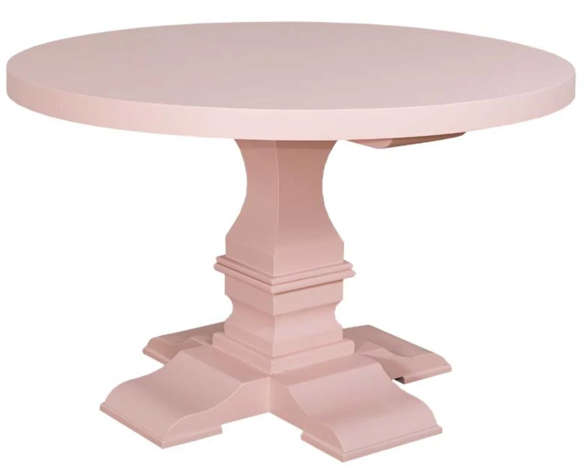 Country house style dining table round light pink / pink Ø 130 x H. 78 cm - dining room table in country house style