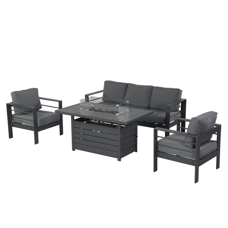 💥Clearance Sale anhaltendBrandtley 7 Piece Sofa Sitzgruppe mit Kissen und Fire Pit Tisch