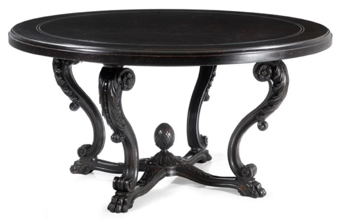 Luxury baroque dining table antique black Ø 150 cm - Made in Italy
