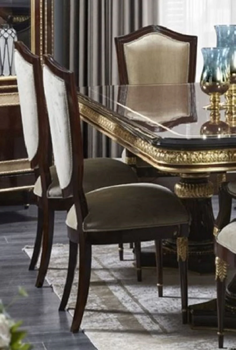 Luxury Baroque Dining Room Chair Gold / Dark Brown / Gold - Luxury Dining Room Furniture in Baroque Style - Magnificent Baroque Furniture - Baroque Interior