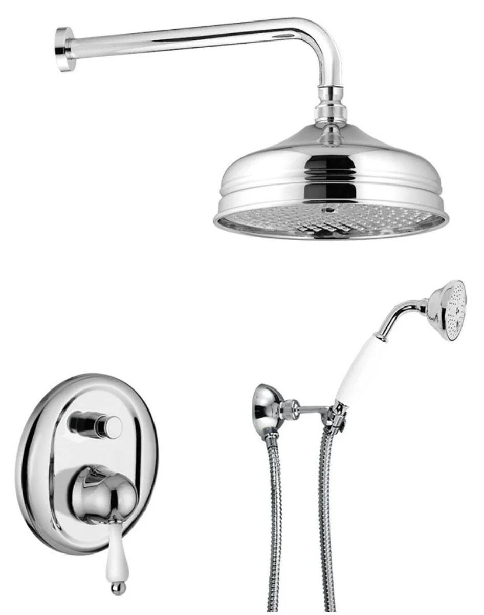 Luxury bathroom duplex shower set silver / white - shower set with single lever mixer