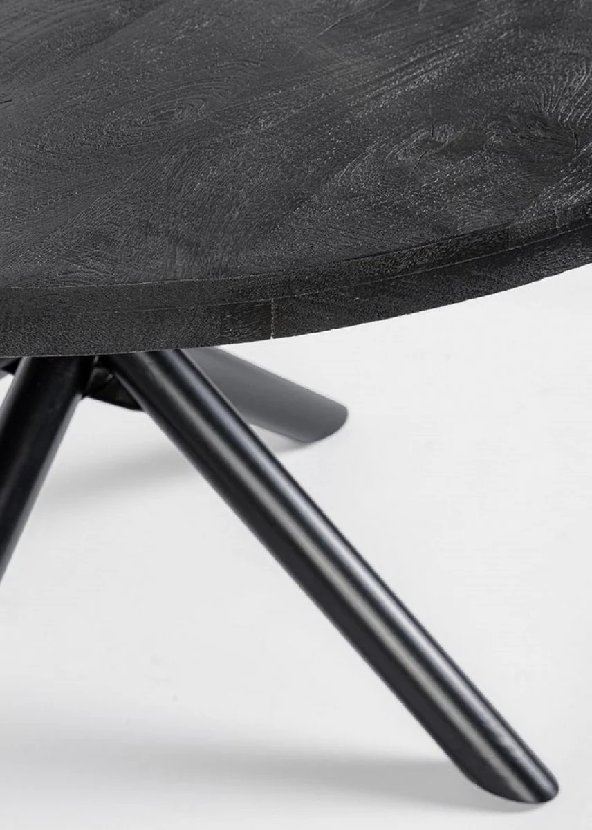 Luxury dining table black Ø 130 x H. 76 cm - Round kitchen table with solid wood table top and powder-coated steel legs - Dining room furniture - Kitchen furniture - Luxury furniture